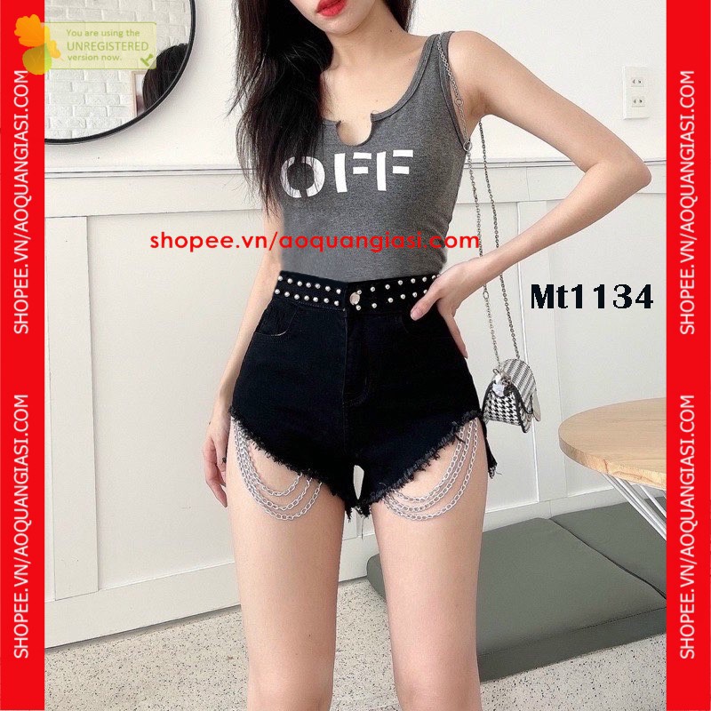 Quần Short Nữ Lưng Cườm Phối Xích Mt1134 aoquangiasi.com cực đẹp