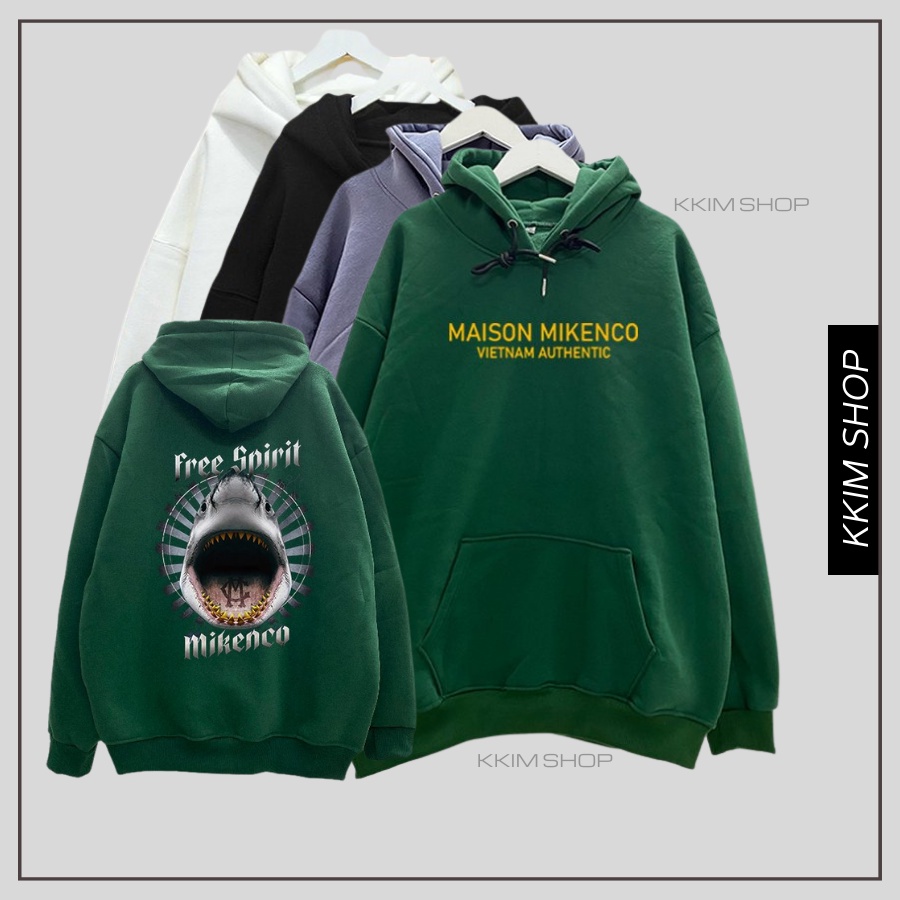 Áo Nỉ HOODIE MIKENCO FREE SPIRIT, Áo hoodie XANH LÁ unisex nam nữ form rộng oversize chất liệu Nỉ bông cao cấp KKIMSHOP