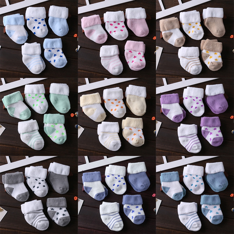 Set 5 Đôi Vớ Cotton Chống Trượt In Họa Tiết Hoạt Hình Dễ Thương Cho Bé Sơ Sinh