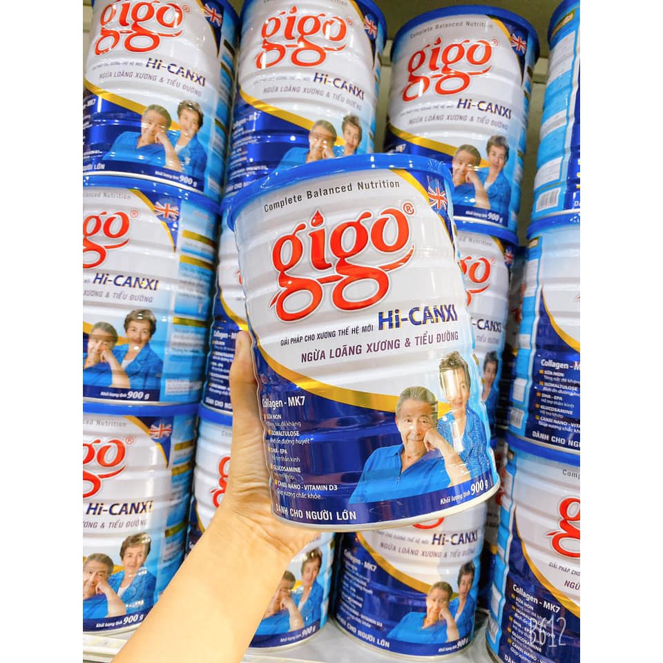 Sữa bột Hi-canxi Gigo 900g - Sữa dành cho người già ngừa loãng xương và tiểu đường