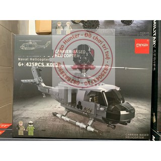 Mingdi K082 UH 1 Huey Helicopter bộ đồ chơi lắp ráp Army Máy bay trực thăng vận tải hỗ trợ chiến đấu 425 chi tiết