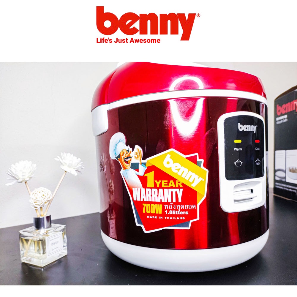 [Mã ELHADEV giảm 4% đơn 300K] Nồi Cơm Điện Benny BR-MVN188, Red, 1.8 Lít, 700W