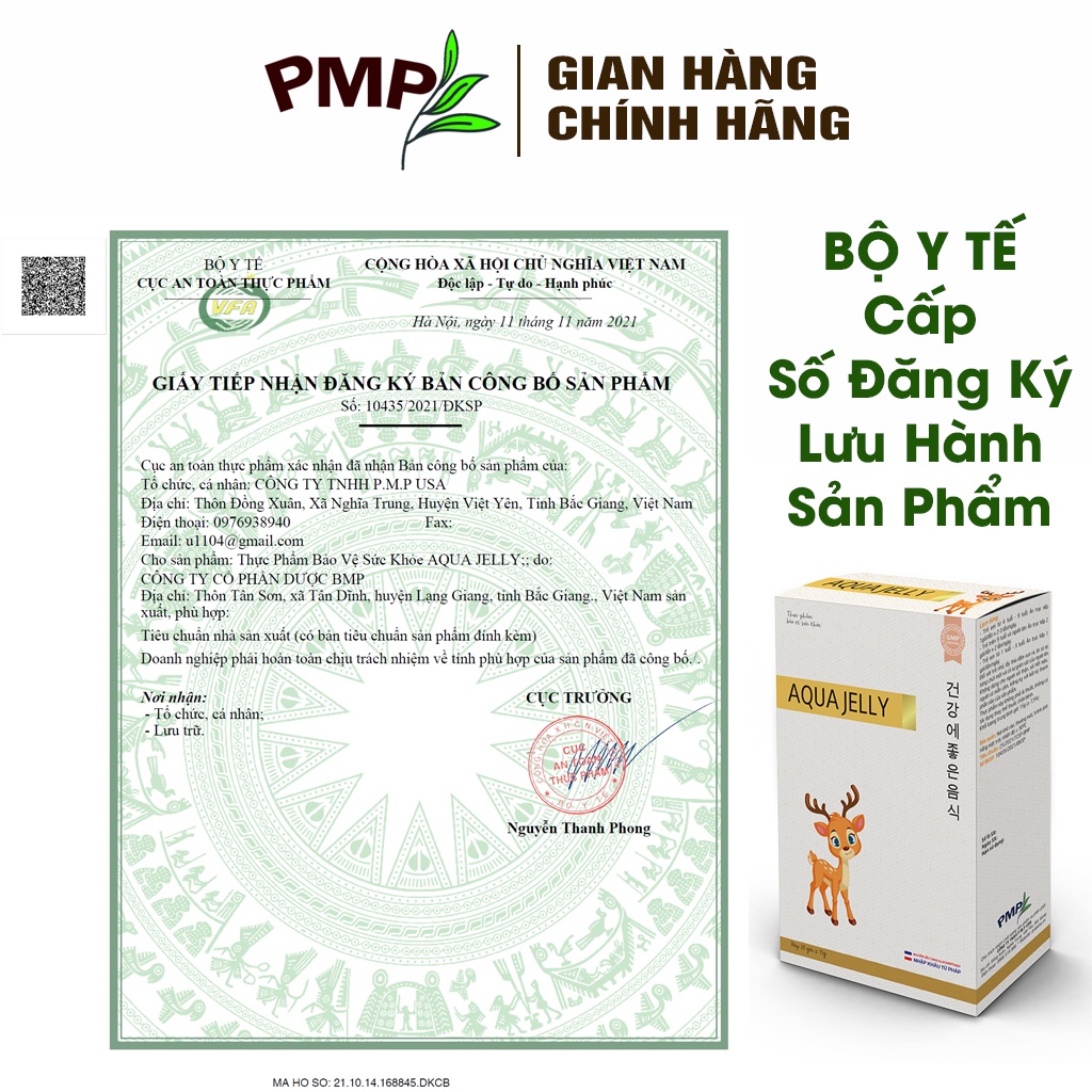 Thạch Canxi Hữu Cơ Aqua Jelly PMP Bổ Sung Canxi, D3, K2 Cho Phụ Nữ Mang Thai, Trẻ Em, Người Lớn