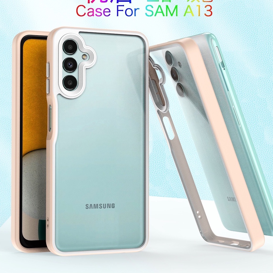 Ốp Điện Thoại Acrylic Trong Suốt Viền Màu Sang Trọng Chống Sốc Cho Samsung Galaxy S22 Plus Ultra A33 A73 A13 A53 5G