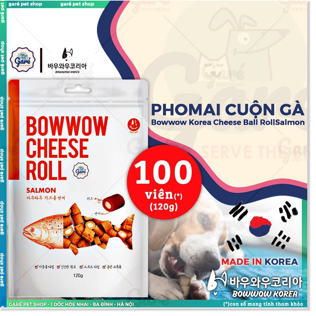 [Mã giảm giá] Pho mai cuộn thịt gà Cheese Ball Bowwow cho Chó có thành phần chính là thịt gà và pho mai