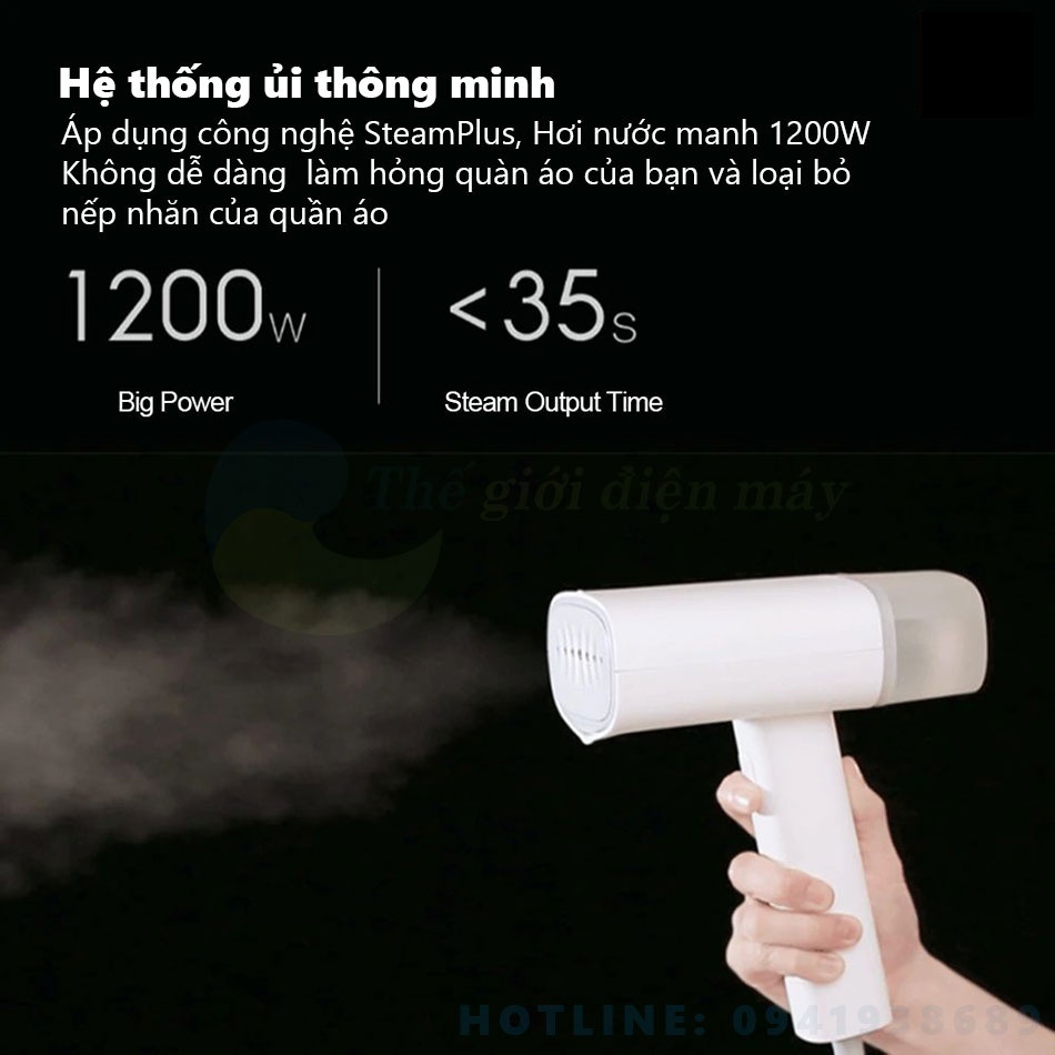 Bàn là hơi nước Xiaomi Mijia Zanjia GT-306LW bàn ủi hơi nước cầm tay nhỏ gọn công suất 1200W là phẳng nhiều loại vải