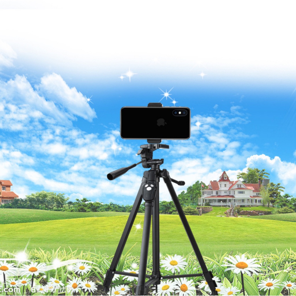Gậy YT 3388 kèm điều khiển bluetooth cao cấp, Gậy chụp ảnh 3 chân Tripod, cây Livestream chụp ảnh tự sướng xoay 360 độ