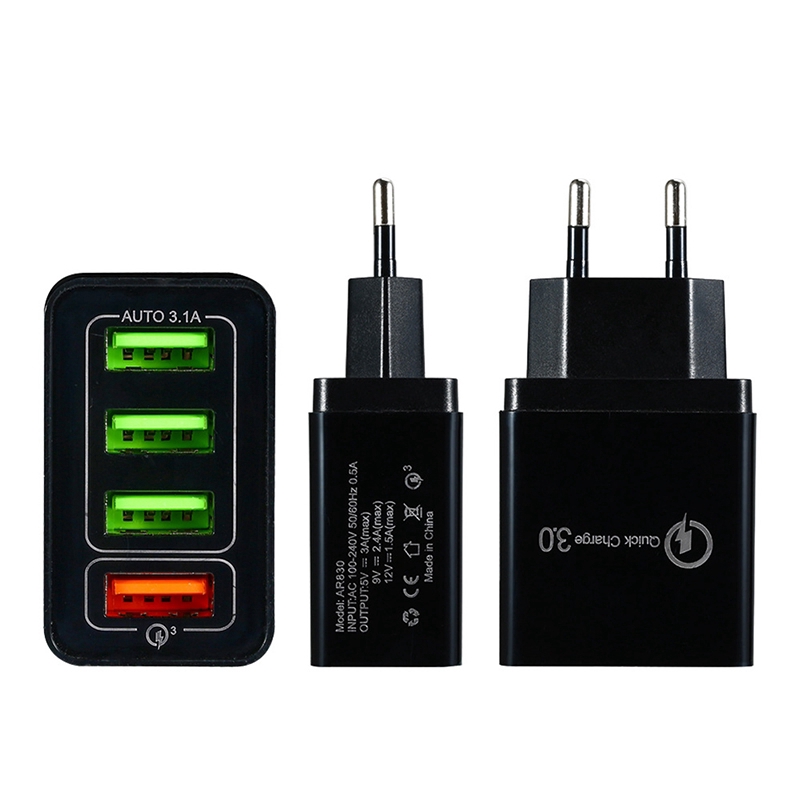 Cốc Sạc Nhanh Qc3.0 4 Cổng Usb Cho Điện Thoại