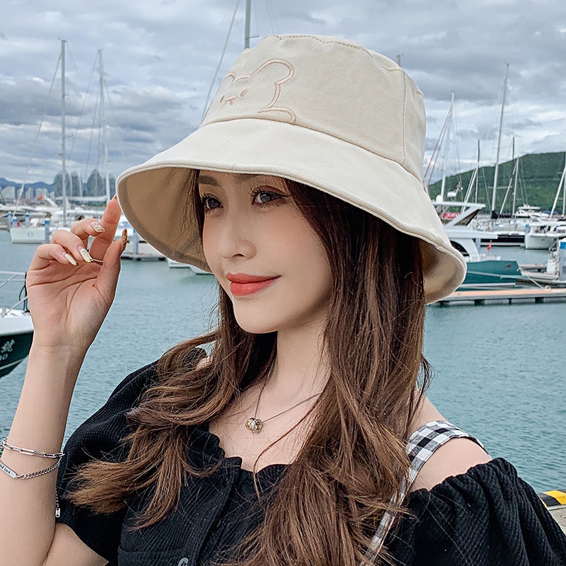 Mũ Bucket Chống Nắng Vành Rộng Hai Mặt Phong Cách Hàn Quốc Dễ Phối Đồ Cho Nữ