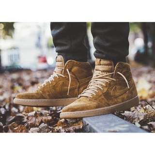 Air jordan 1 retro cao og 555088-710 giày bóng rổ da lộn màu cao lúa mì