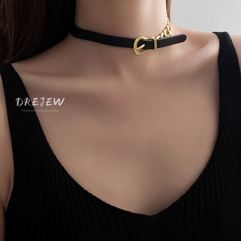 DREJEW Vòng cổ dây da hai lớp thiết kế độc đáo thời trang Hàn Quốc