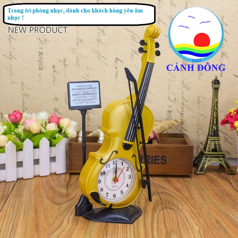 Đồng hồ báo thức để bàn trang trí hình cây đàn Violin