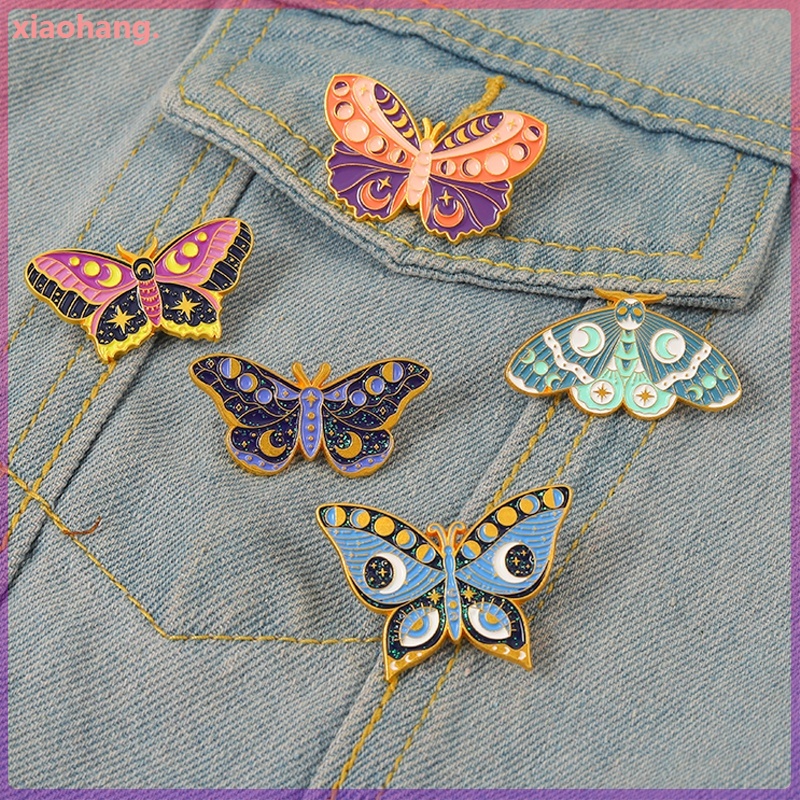 Colorful Butterfly Enamel Pins Insect Brooch Sparkle Stars Moon Butterfly Pin Lapel Badges Jewelry Gift for Friends
