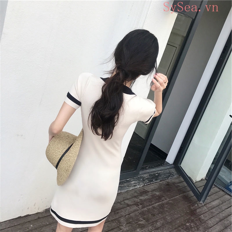 Đầm đen ngắn tay thời trang đơn giản gợi cảm cho nữ