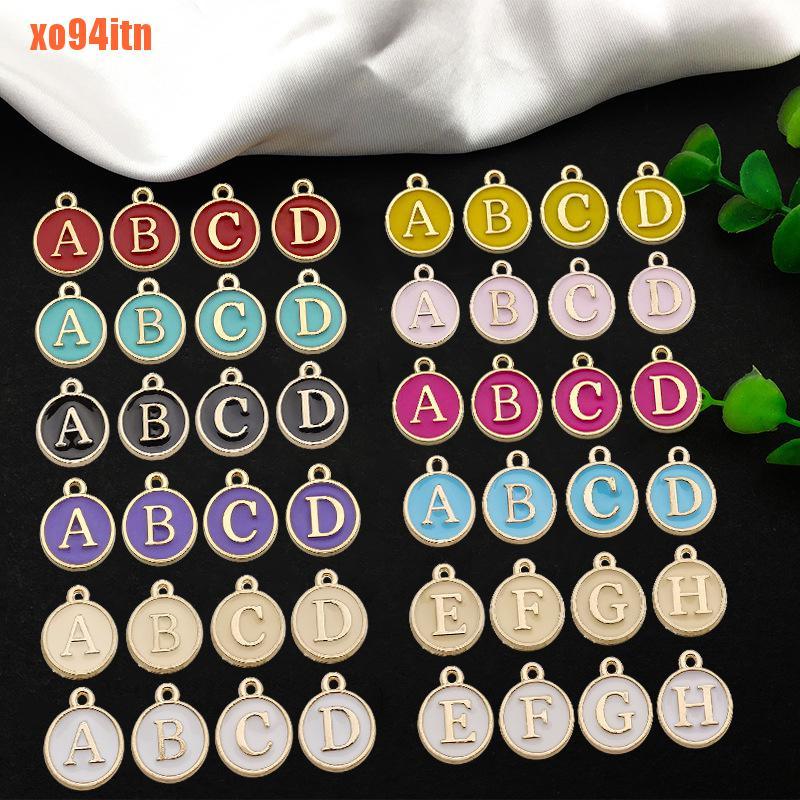 CHARMS Bộ 26 Mặt Dây Chuyền Hình Chữ Cái Tiếng Anh Tráng Men 15x12mm