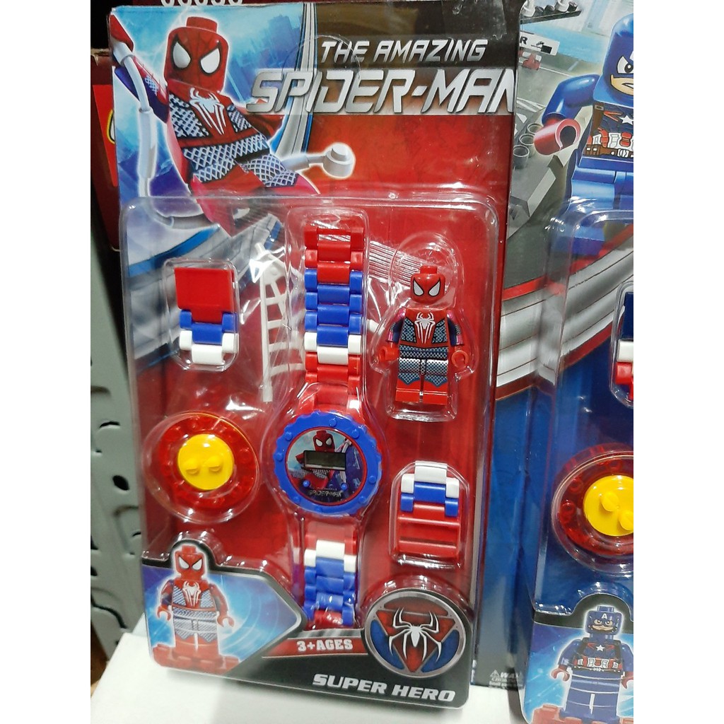 rẻ (CÓ SẴN) Đồng hồ điện tử lắp ráp lego Iron man, Spider-man,Capatain America ,Anna,Cinderella,Aurora, Elsa