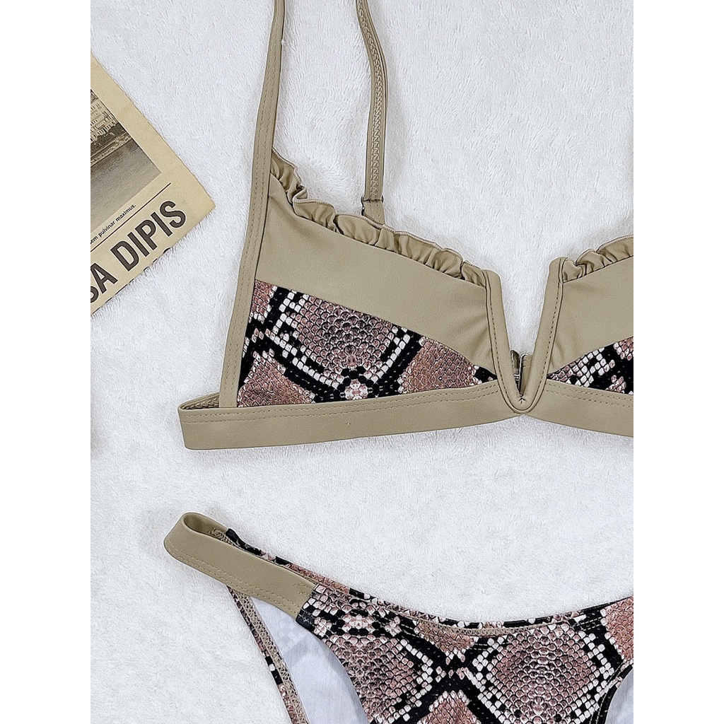 [BKN1614] &lt;ÂU&gt; SET BIKINI DA RẮN BE CỔ V