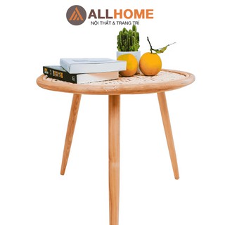 Bàn Trà Mây Mắt Cáo Chân Gỗ ALLHOME Trang Trí Nhà Cửa Cafe Home Stay Kiểu Dáng Vitage