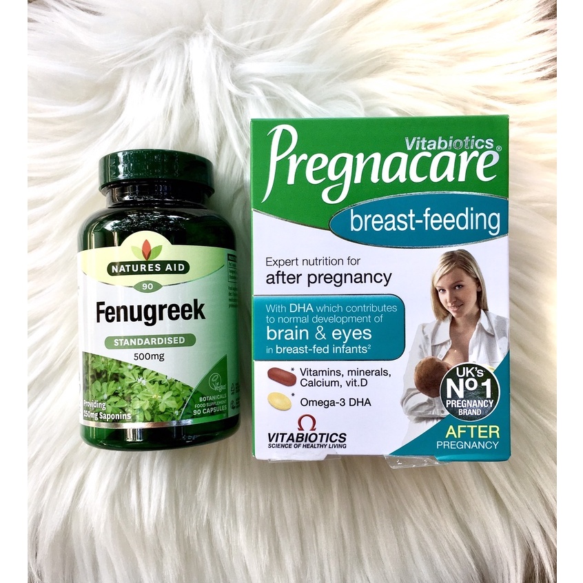 Combo Pregnacare breast feeding và cỏ Cà ri lợi sữa Fenugreek