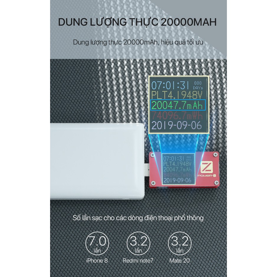 Pin sạc dự phòng 20000mAh ROBOT RT20 thiết kế nhỏ gọn 2 cổng sạc vào và 2 sạc ra tặng cáp sạc Micro - Hàng chính hãng