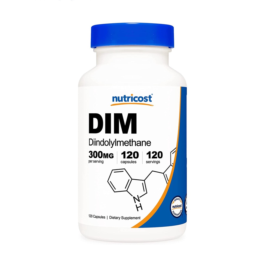 Nutricost DIM with Black Pepper Extract 300mg - Viên uống bổ sung hormone, cân bằng nội tiết tố nữ Estrogen 120 viên