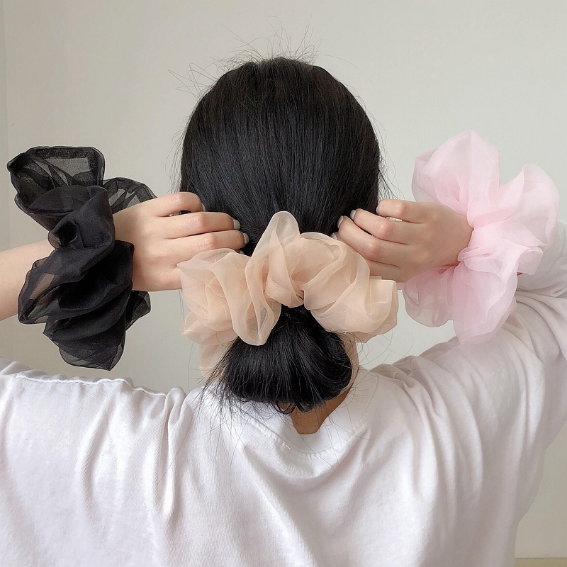 INS Cúc Scrunchies Dây Buộc Tóc Hoa