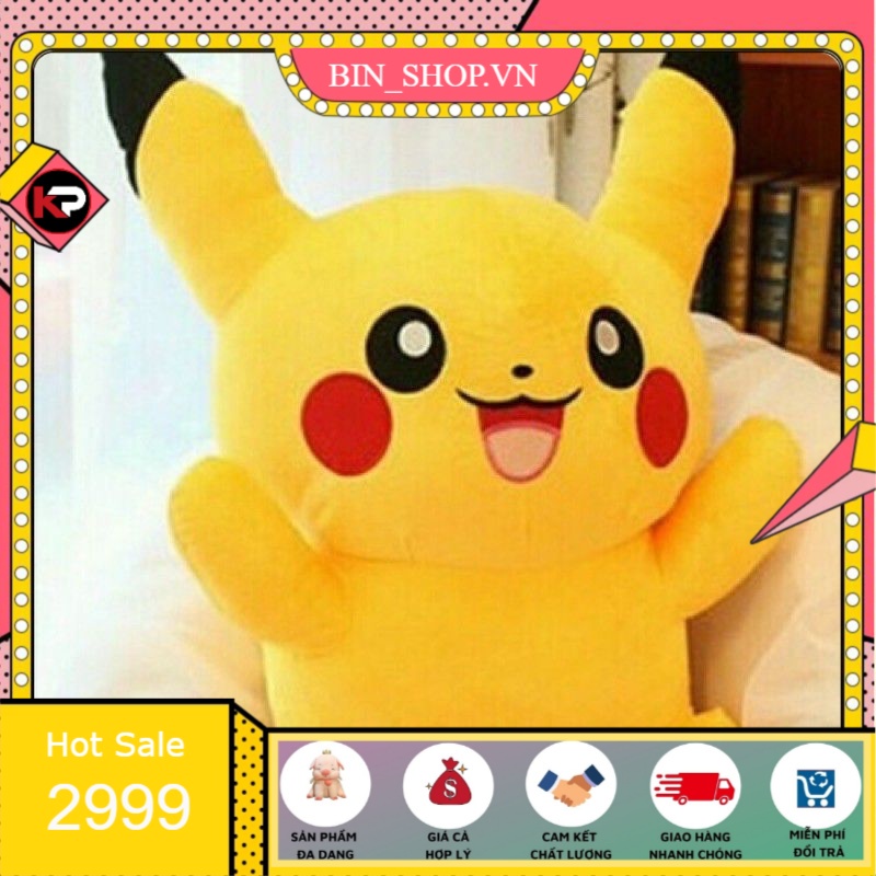 Gấu Bông PiCaChu Ngồi cute mềm mịn , Thú Nhồi Bông BoKeMon, siêu đáng yêu 40cm