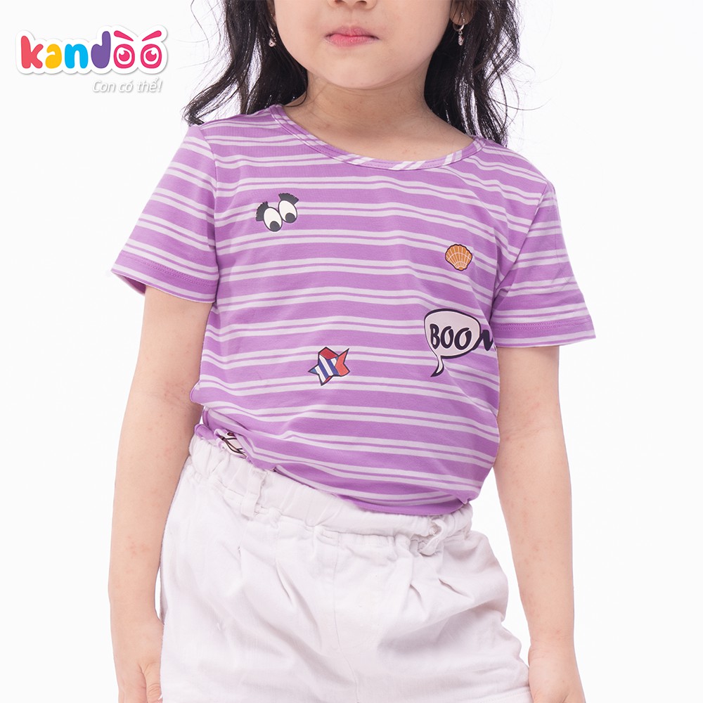 Áo T-shirt bé gái KANDOO màu tím, in hình đáng yêu thoải mái hoạt động, 100% cotton cao cấp mềm mịn, thoáng mát-DGTS1722