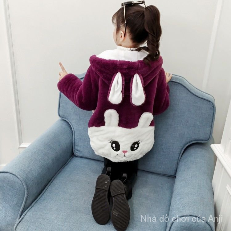 Girl With Winter Velvet Sweater Baby Girl Style Winter Clothes Rabbit Ears Sweater Coat