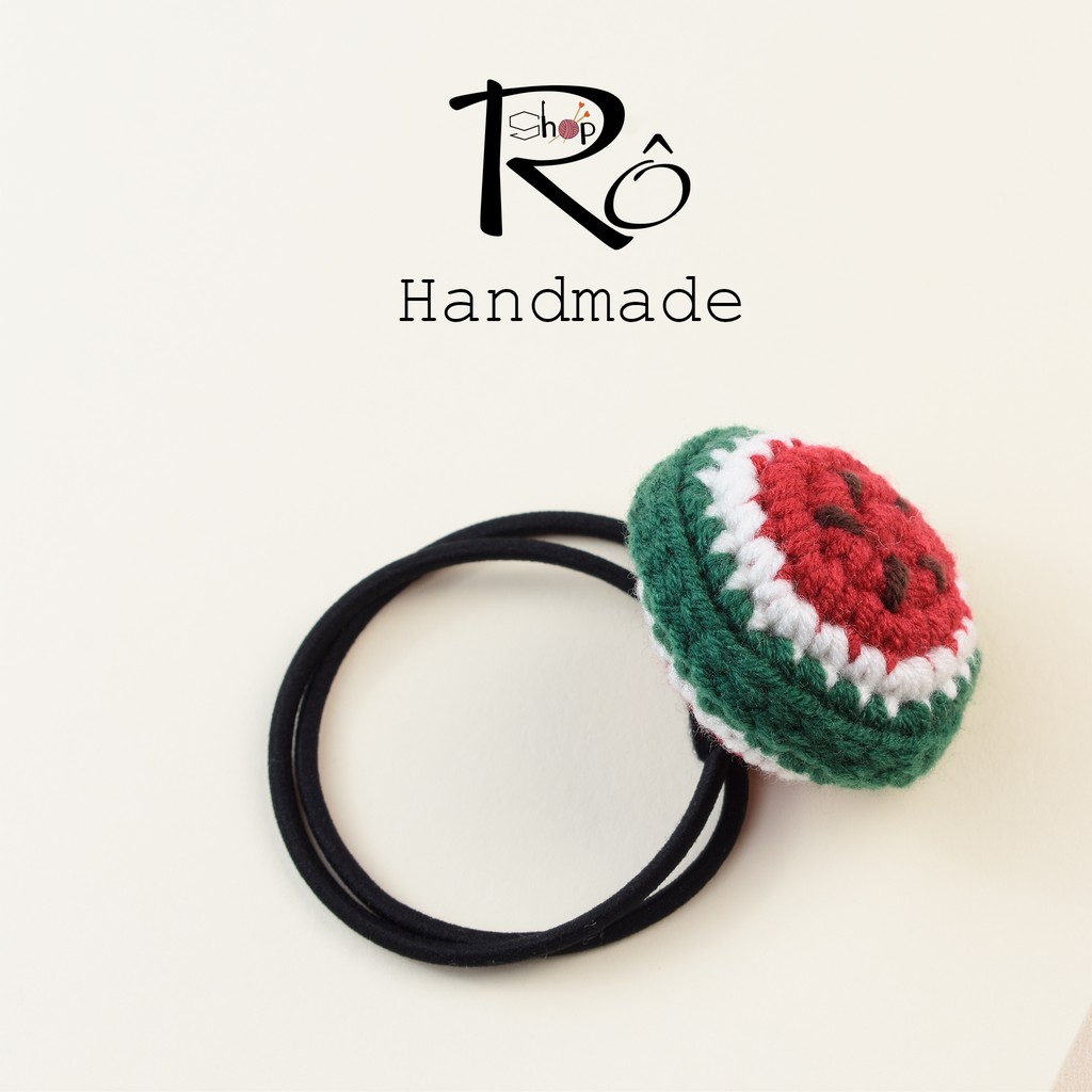 Đồ cột tóc Hàn Quốc hình nửa miếng dưa hấu bằng len, cột tóc Handmade[Hàng sẵn- Ảnh thật]