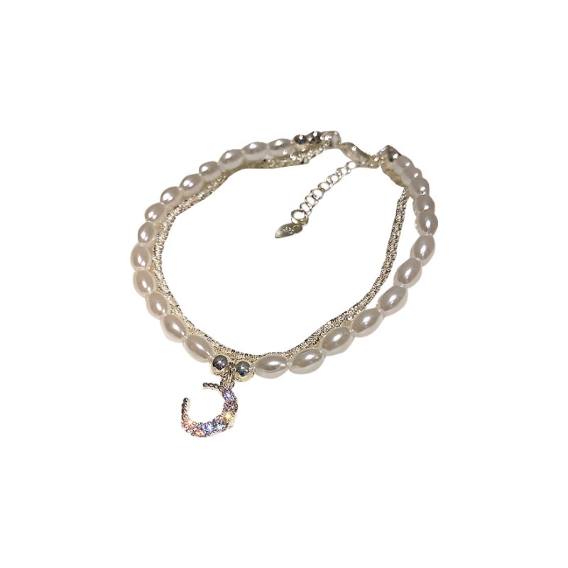 Korean Style Zircon and Sparkling Pearl Double Layer Bracelet