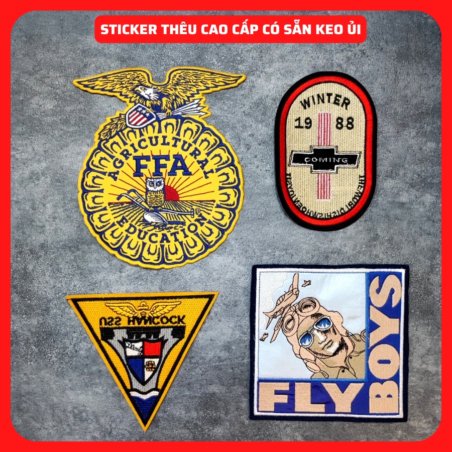 Sticker dán quần áo cao cấp - có sẵn keo ủi,Patch ủi dùng làm miếng vá Quần Áo,áo phao,BALO,quần jeans, giày dép