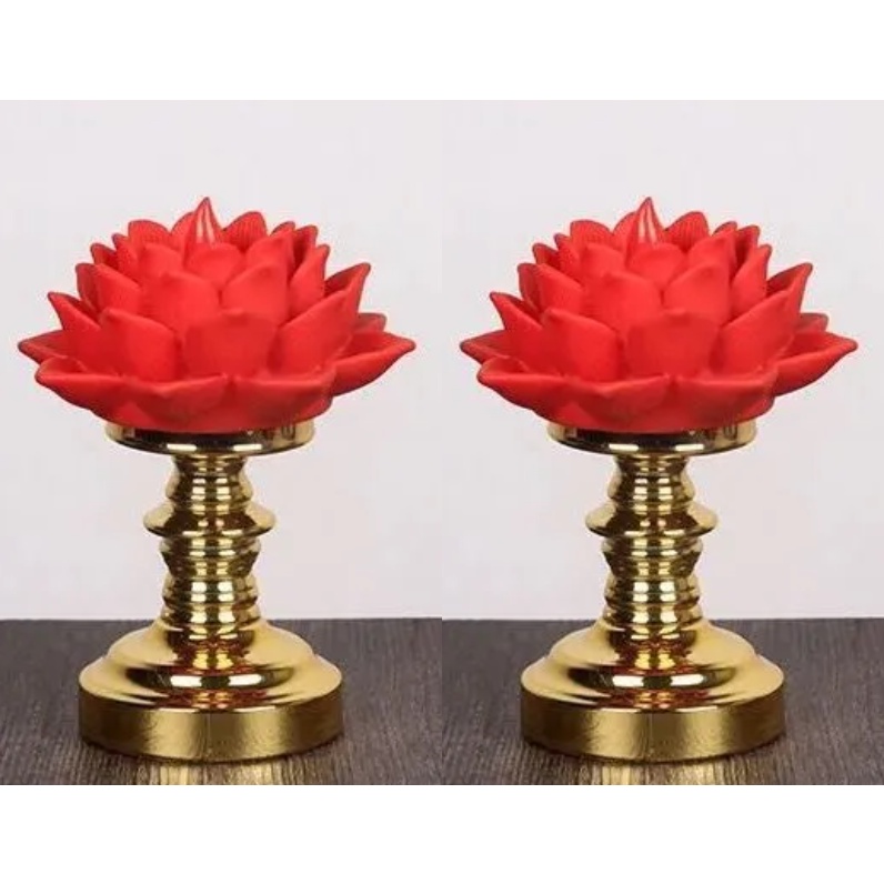 Đèn Thờ Hoa Sen, Nến Bông Sen Nở, sử dụng pin, kiểu đèn bông sen rất đẹp, đèn để bàn thờ, thờ phật, bóng led an toàn
