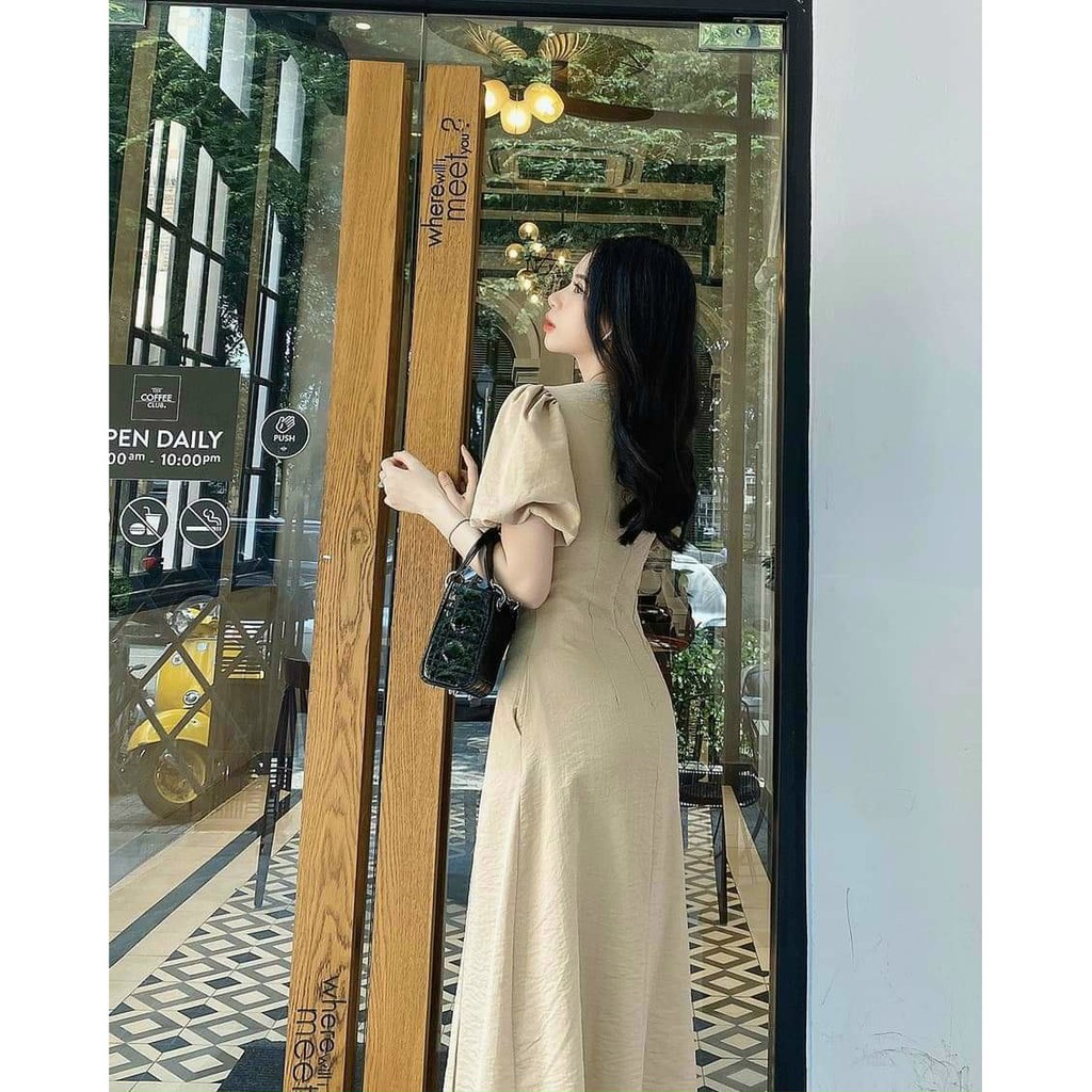 Đầm Dự Tiệc Đầm Thiết Kế Tay Bồng Chạy Viền Đẹp Hanaki HNK1006 | BigBuy360 - bigbuy360.vn