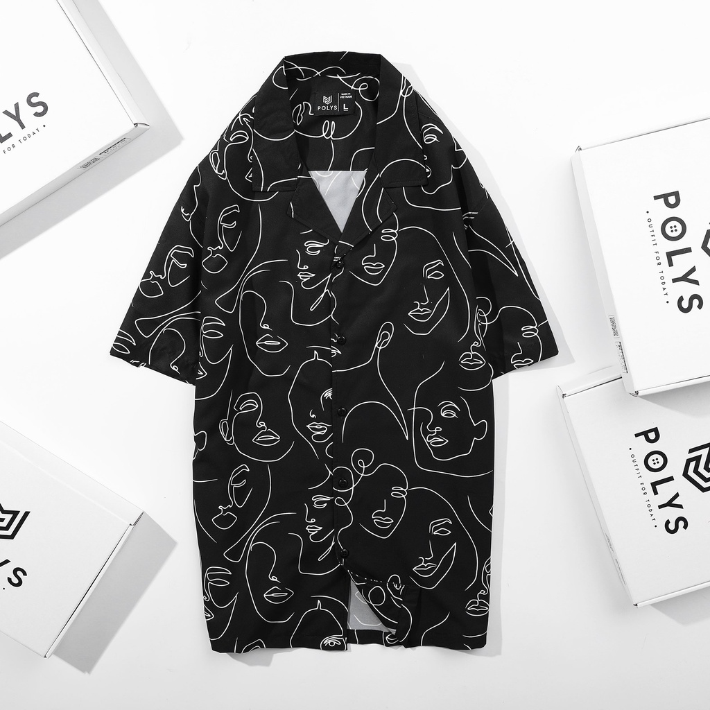 Áo sơ mi nam POLYS áo sơ mi tay ngắn họa tiết The Face | BigBuy360 - bigbuy360.vn