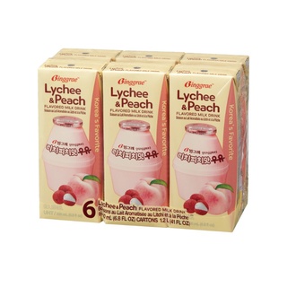 Combo 2 lốc sữa Vải & Đào Hàn Quốc Binggrae (Lốc 6 Hộp x 200ml)