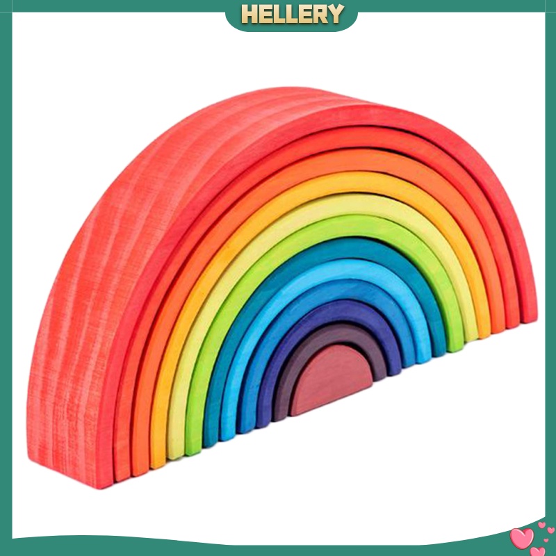 [HelleryVN] X Đồ Chơi Xếp Chồng Vòm Bằng Gỗ Màu Cầu Vồng Tay Mắt Cho Trẻ Em