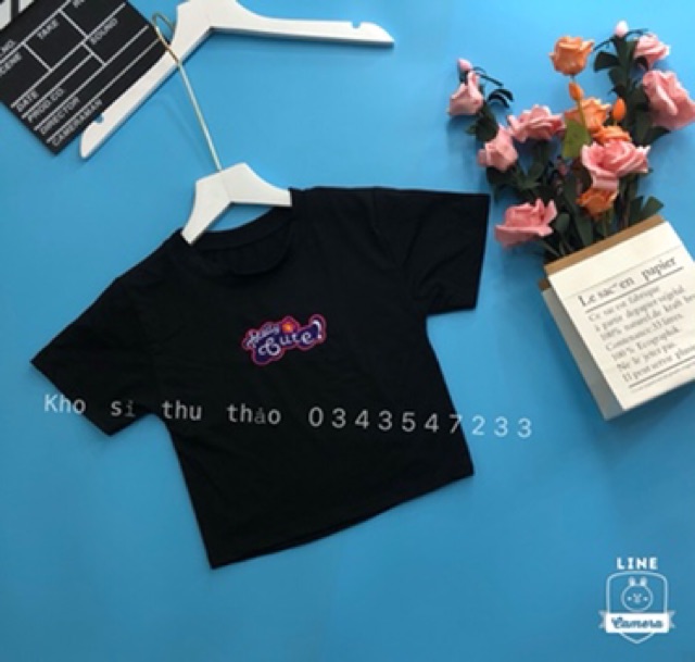 Áo croptop thêu hình chụp thật kèm video