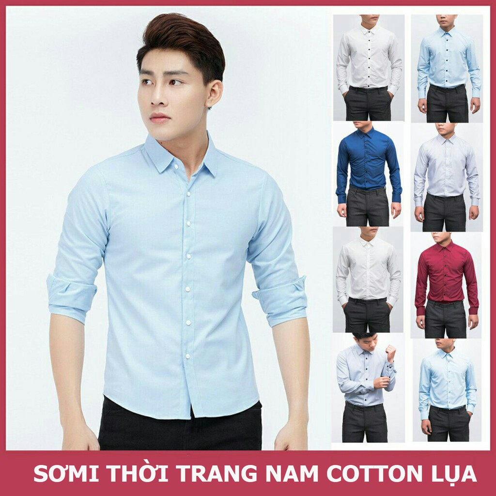 Áo sơ mi nam dài tay hàn quốc xanh nhạt tay dài không nhăn - Dài tay