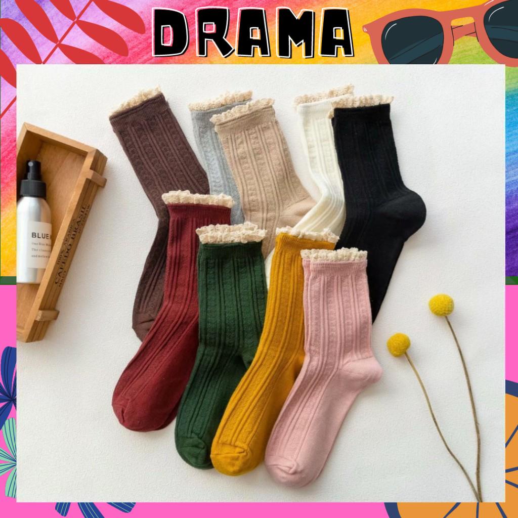 Tất nữ cổ ngắn cute, Vớ nữ cổ ngắn [Vintage] Phong cách Hàn Quốc nhiều màu thêu dệt tỉ mỉ PHỤ KIỆN DRAMA TAT014