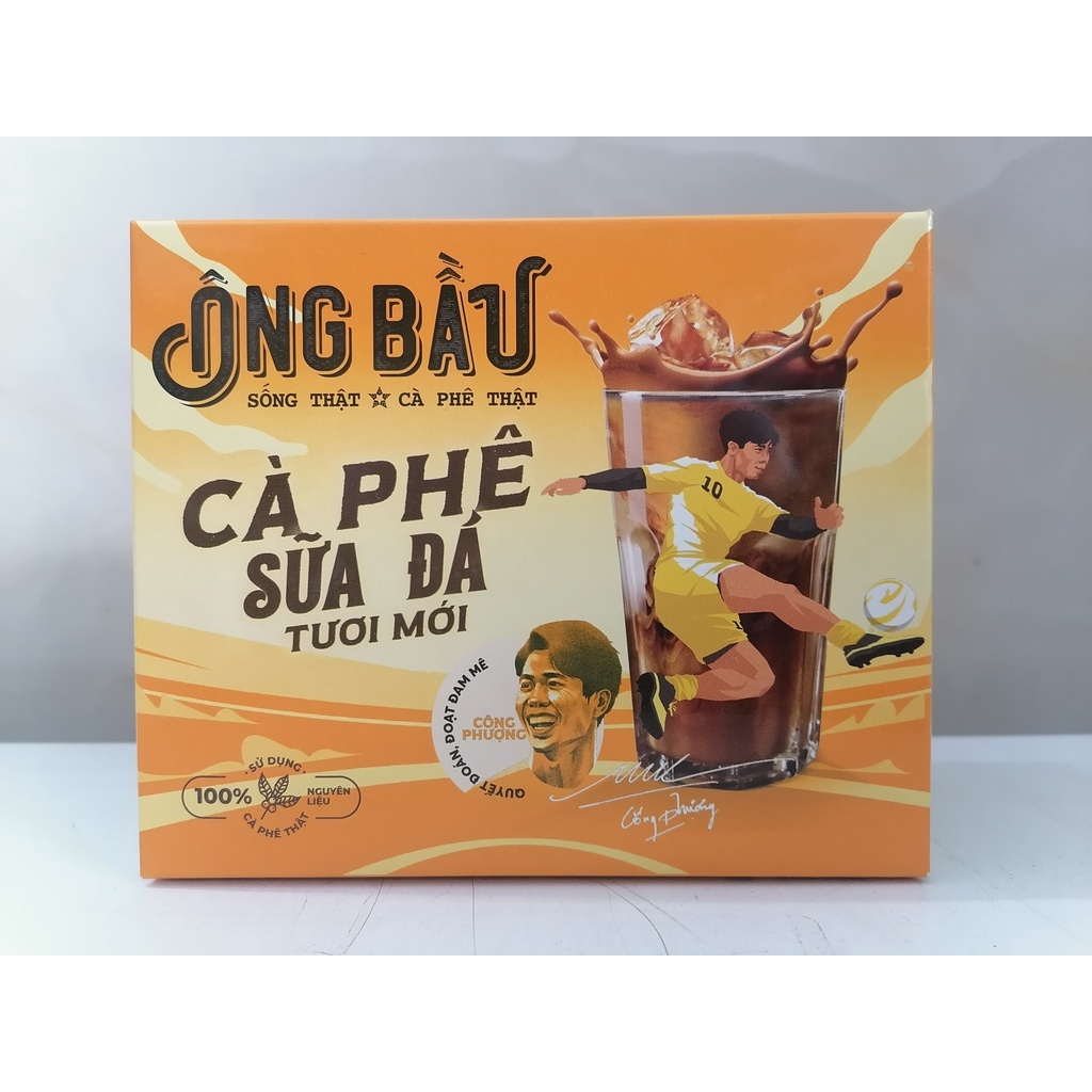 [HỘP VÀNG 10 gói x 24g] CÀ PHÊ SỮA ĐÁ TƯƠI MỚI [VN] ÔNG BẦU Instant Milk Coffee Mix