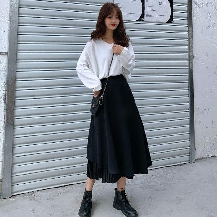 (Order/Bigsize )Chân Váy Đen Dài - Js192