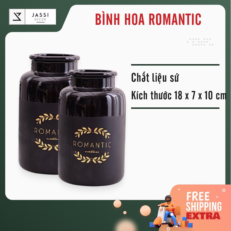 Bình hoa gốm sứ màu đen phong cách Bắc Âu - Jassi Decor