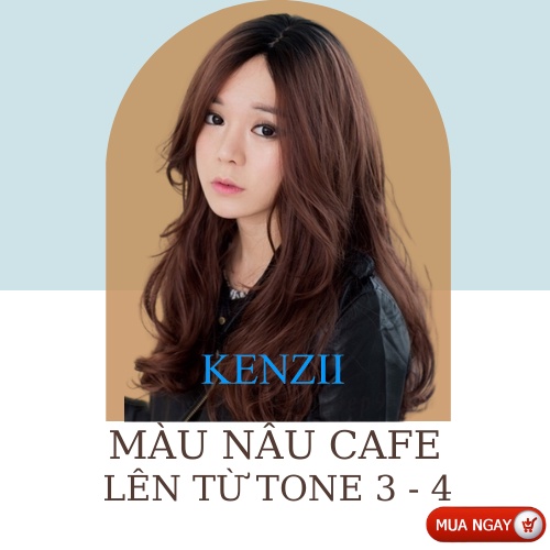 Thuốc Nhuộm Tóc Màu Nâu Cafe  Tặng Trợ Nhuộm  Kenzii Lên Tone 3 - 4  ( Thuốc Nhuộm Tóc Nâu)