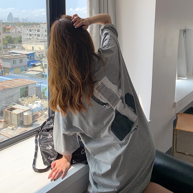 Đầm dài IELGY tay ngắn dáng rộng phong cách Hong Kong thời trang cho mẹ bầu