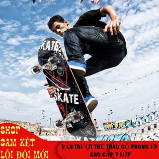 Ván trượt skateboard thể thao chất liệu gỗ phong ép cao cấp 7 lớp  tải trọng 200kg mặt nhám đá kim cương  VT046