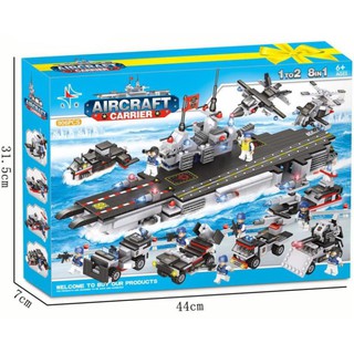 906 chi tiết bộ Lắp ráp lego Tàu Sân Bay Chiến Hạm, Nhiều kiểu lắp 1 to 2 và 8 in 1 A281
