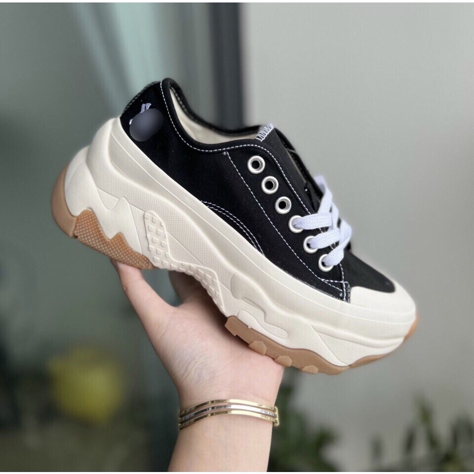 Giày thể thao M.LB chunk.y đen nâu, giày sneaker M.LB đen nâu cổ thấp