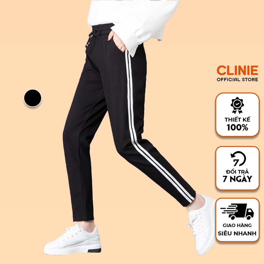 Quần Jogger Nữ Quần Thể Thao 2 Sọc Trắng Chất Umi Co Giãn 4 Chiều Dây Rút Mặc Tập Gym Thể Dục Đi Học Đi Chơi