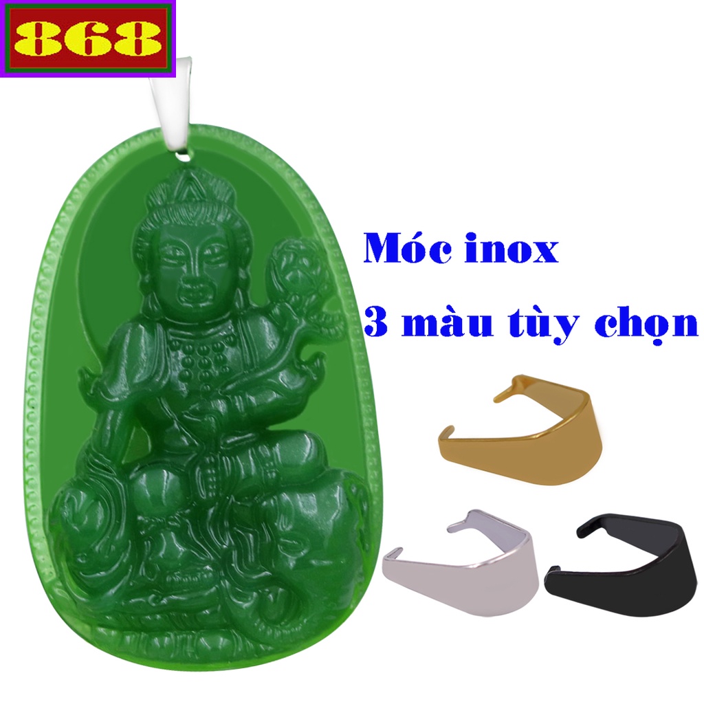 Mặt dây chuyền Phật Hộ mệnh 12 con Giáp Đá Xanh lá - Nhiều Size phù hợp cho nam và nữ - Tặng kèm móc inox